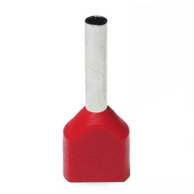 Twin Insulated Bootlace Wire Crimp Ferrule End Terminal Lug-Red-1.5 sqmm