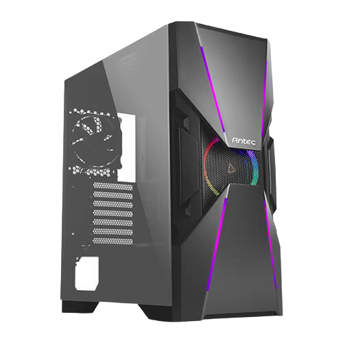Antec DA601 Mid Tower Gaming Cabinet Support ATX, M-ATX, E-ATX Motherboard with Tempered Glass Side Panel Regular Fan in Rear Preinstalled