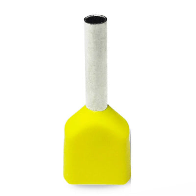 Twin Insulated Bootlace Wire Crimp Ferrule End Terminal Lug-Yellow-4 sqmm