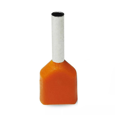 Twin Insulated Bootlace Wire Crimp Ferrule End Terminal Lug-Orange-0.75 sqmm