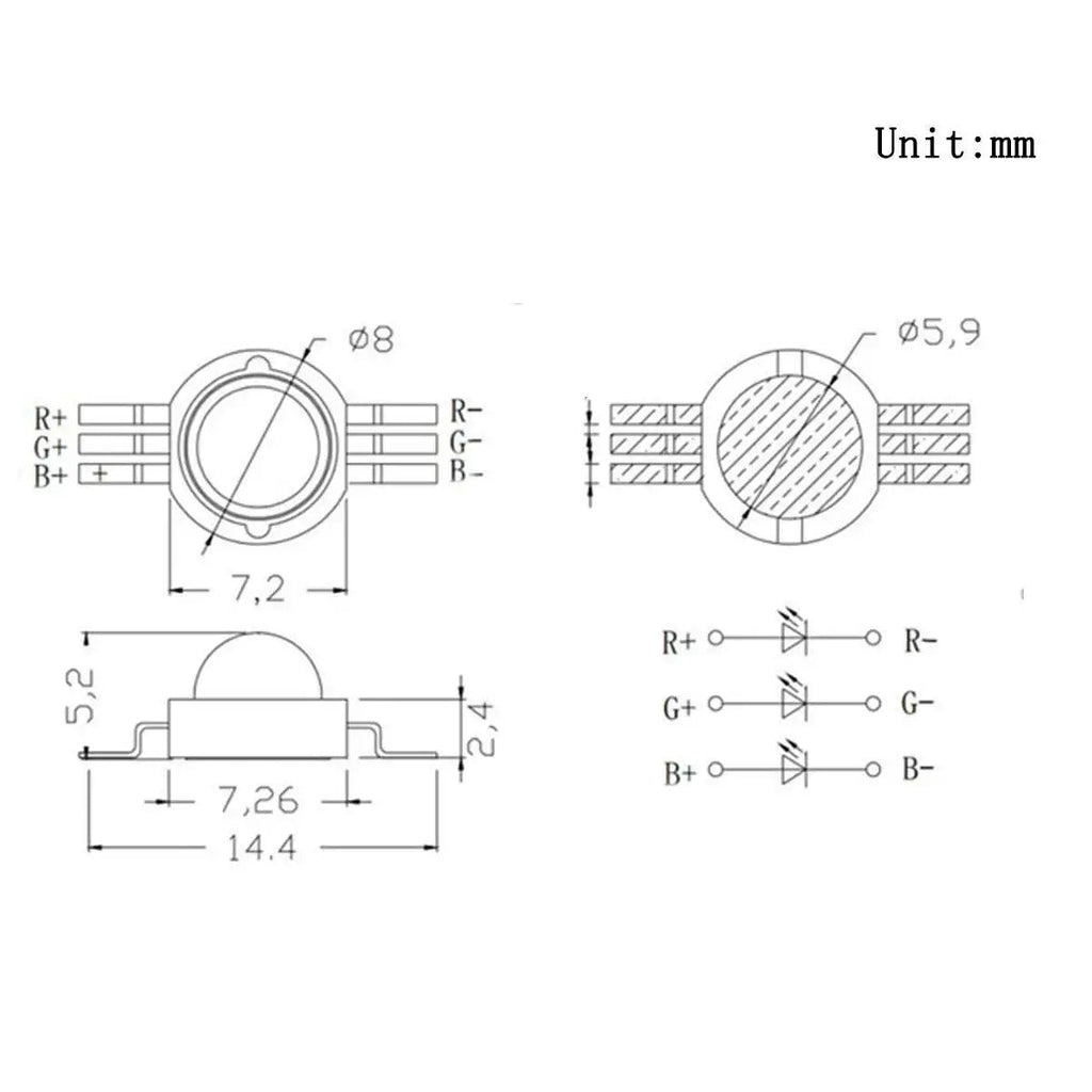 1 Watt High Power High Intensity RGB SMD LED(6 Pin) – Good Quality