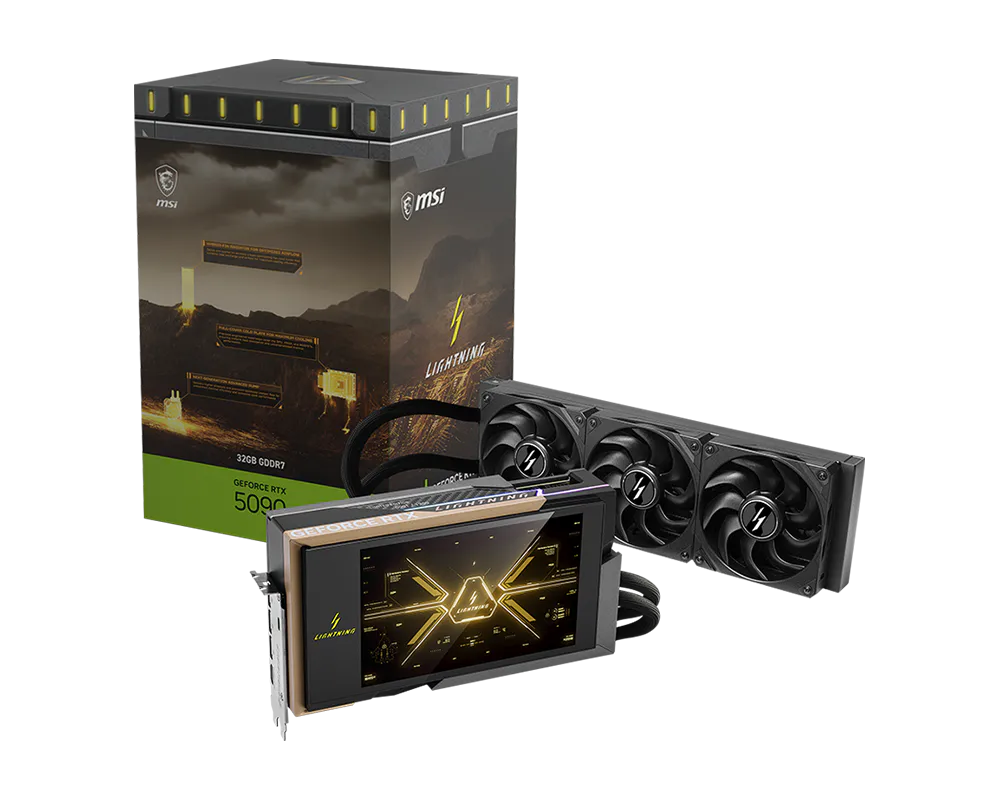 MSI GeForce RTX 5090 32G Lightning Z GDDR7 Graphics Card - retail box and card