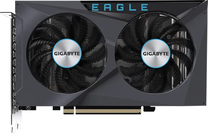 Gigabyte Radeon RX 6500 XT Eagle 4GB graphics card front view with two WINDFORCE 2X fans