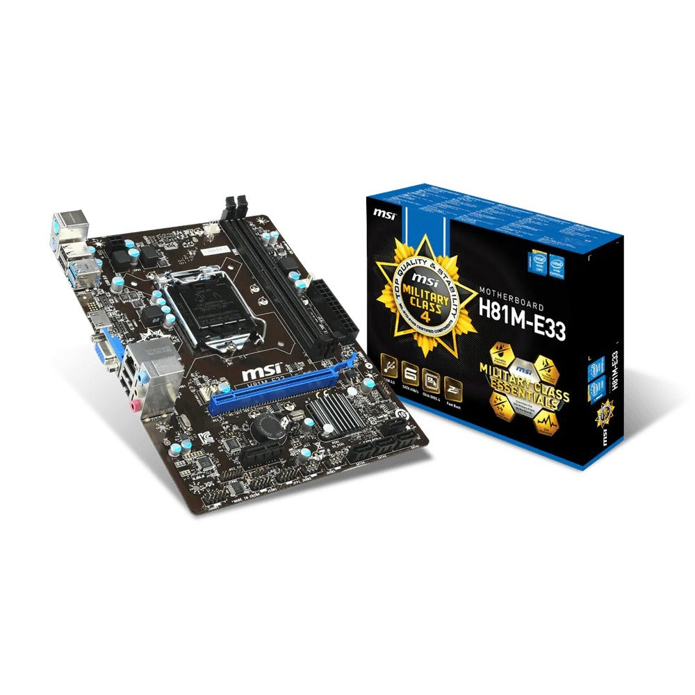MSI H81M-E33 Micro-ATX Motherboard – Intel H81, LGA 1150, DDR3