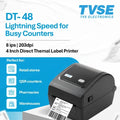 TVS Electronics DT-48 4-inch direct thermal barcode label printer, 203 dpi, 8 ips