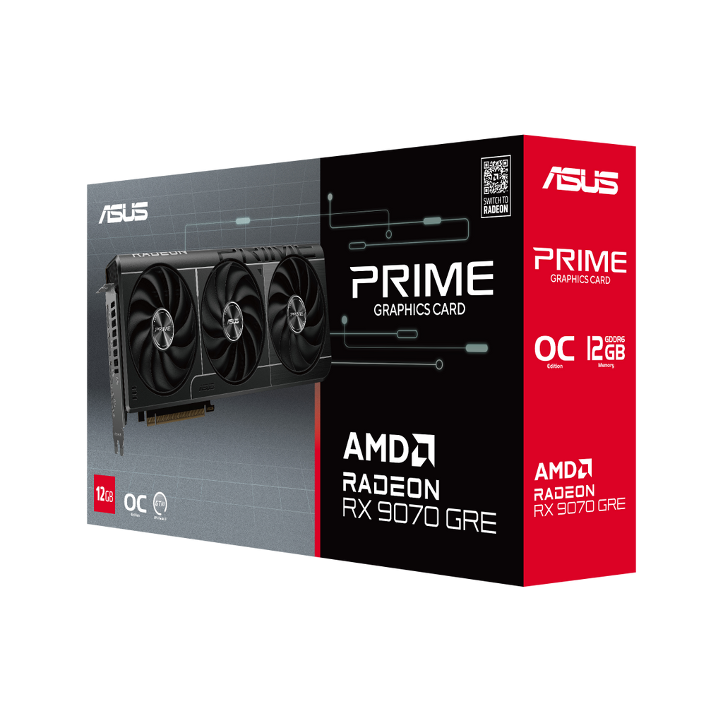 ASUS Prime Radeon RX 9070 GRE EVO OC Edition 12GB GDDR6 Graphics Card - I/O bracket
