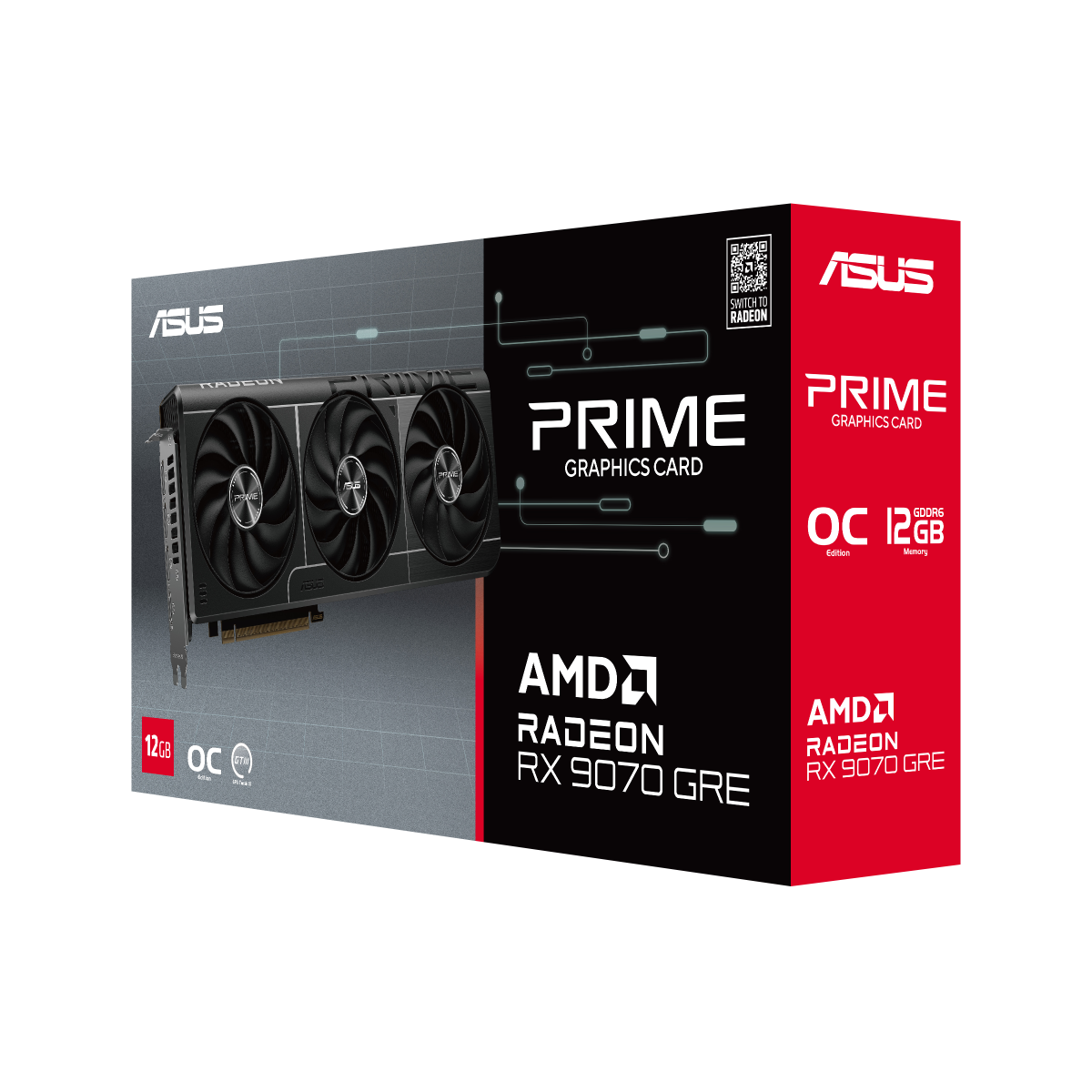 ASUS Prime Radeon RX 9070 GRE EVO OC Edition 12GB GDDR6 Graphics Card - I/O bracket