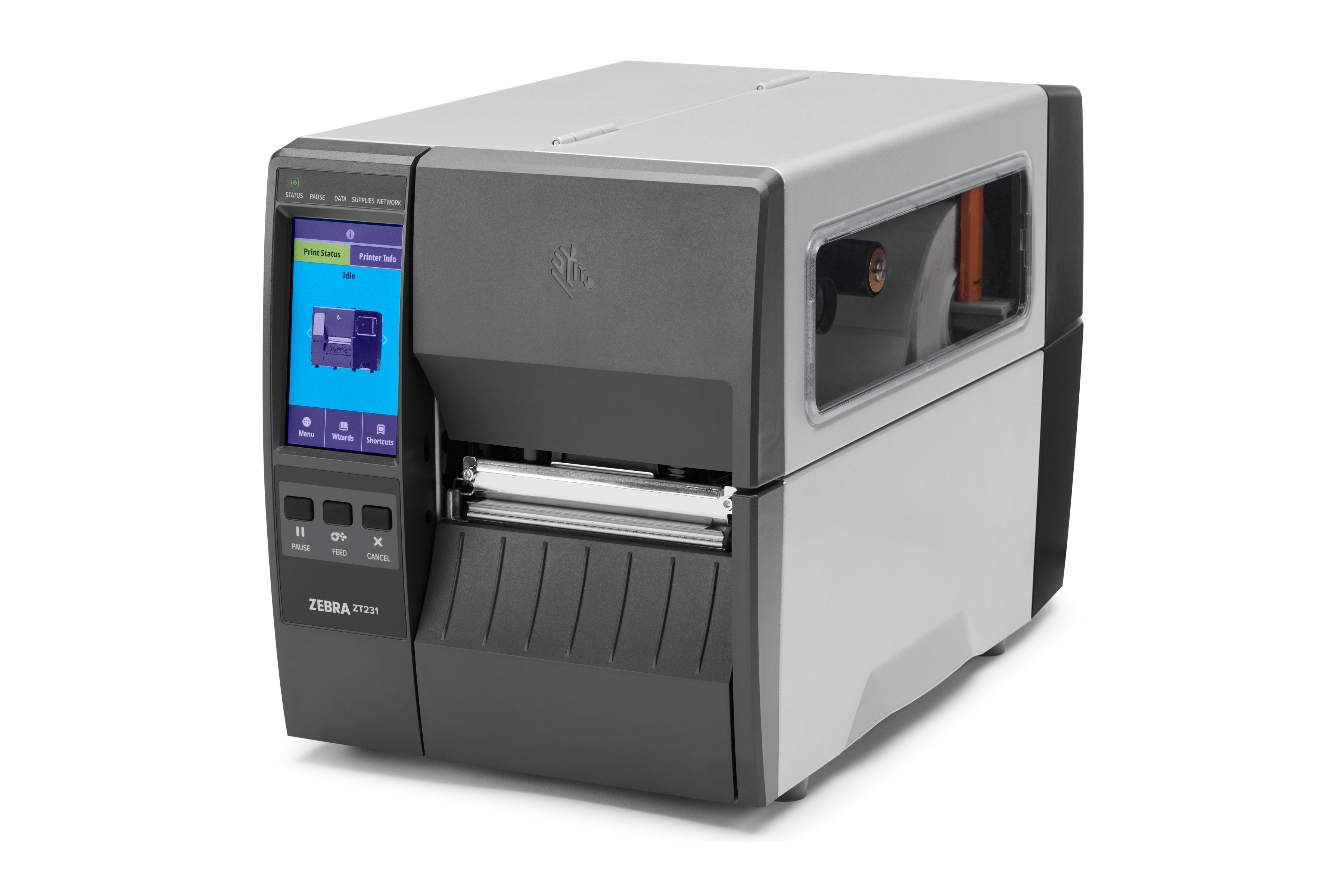 Zebra ZT231 4-inch industrial thermal label printer with colour touchscreen