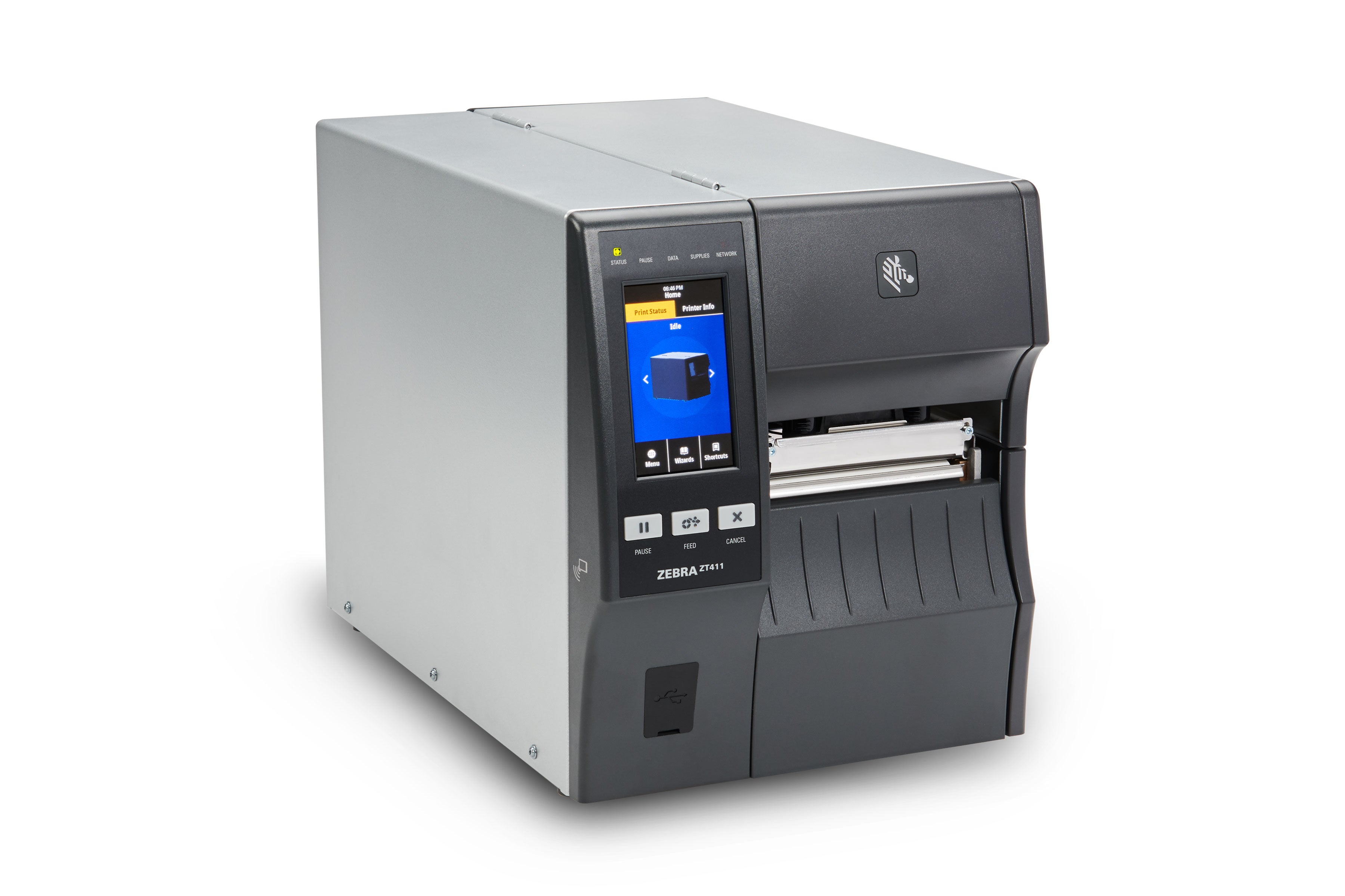 Zebra ZT411 4-inch industrial barcode label printer with colour touch display